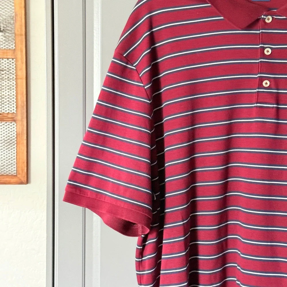 Polo Ralph Lauren Classic Fit Striped Soft Polo Shirt, Burgundy Navy, XXL